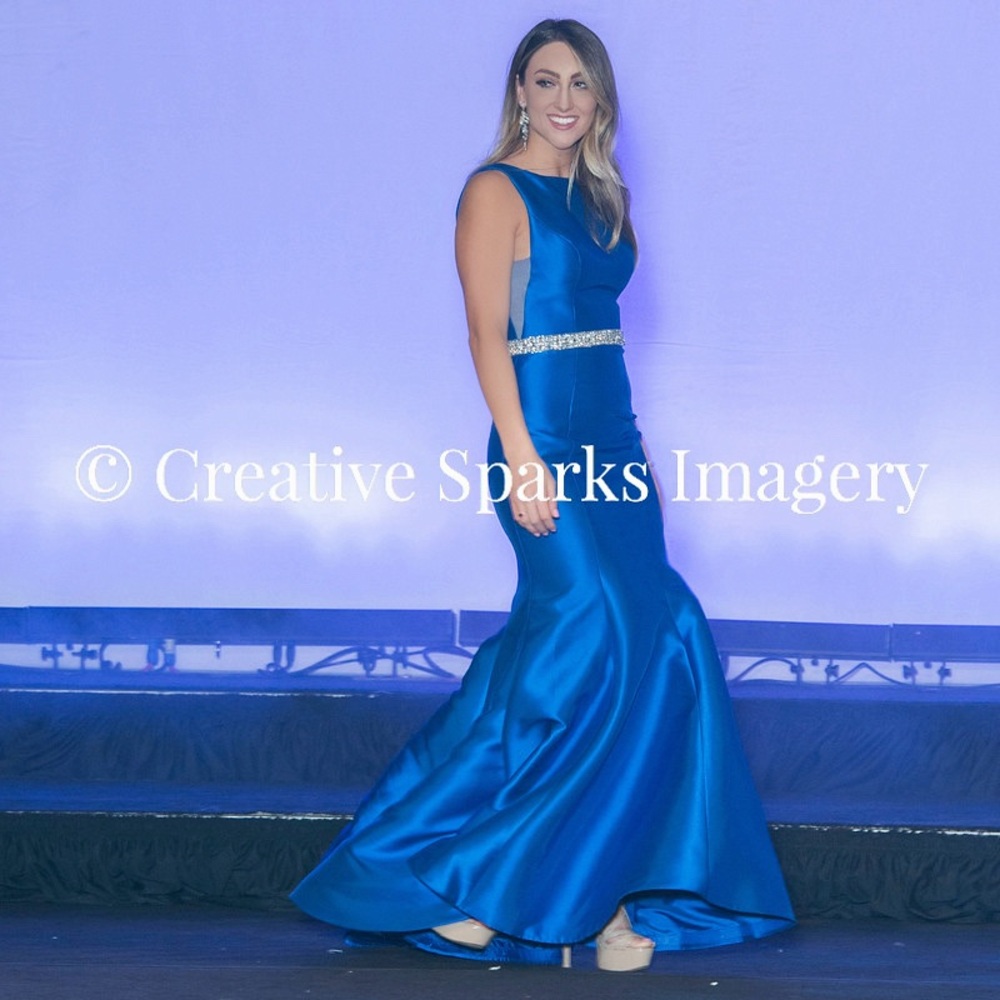 Jovani Royal Blue Pageant or Prom Gown with Embellished Crystal Waist